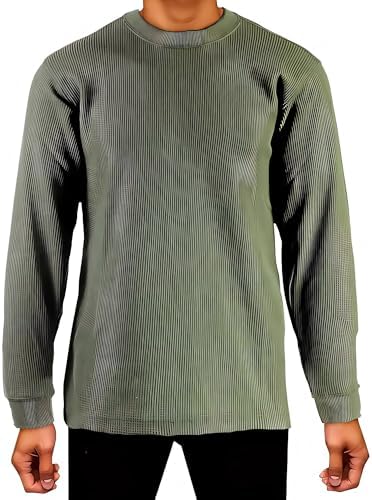 JLGUSA Men Heavy Weight Plain Thermal Long Sleeve Waffle Shirts